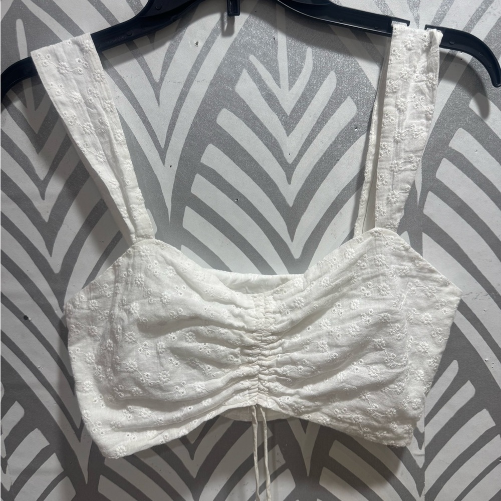 Princess Polly Cream Sleeveless Ruched Crop Top - Picture 1 of 4